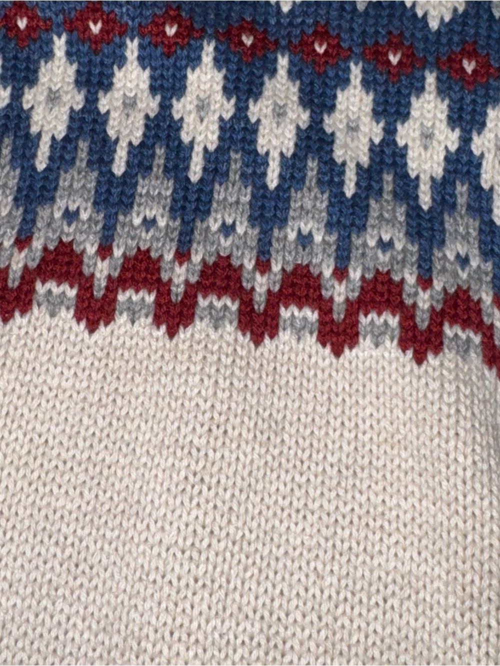 Izod Cream Fair Isle Quarter-Zip Sweater with Navy & Burgundy Pattern - Picture 11 of 16